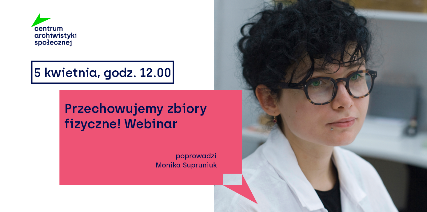 Grafika promująca webinar "Przechowujemy zbiory fizyczne"